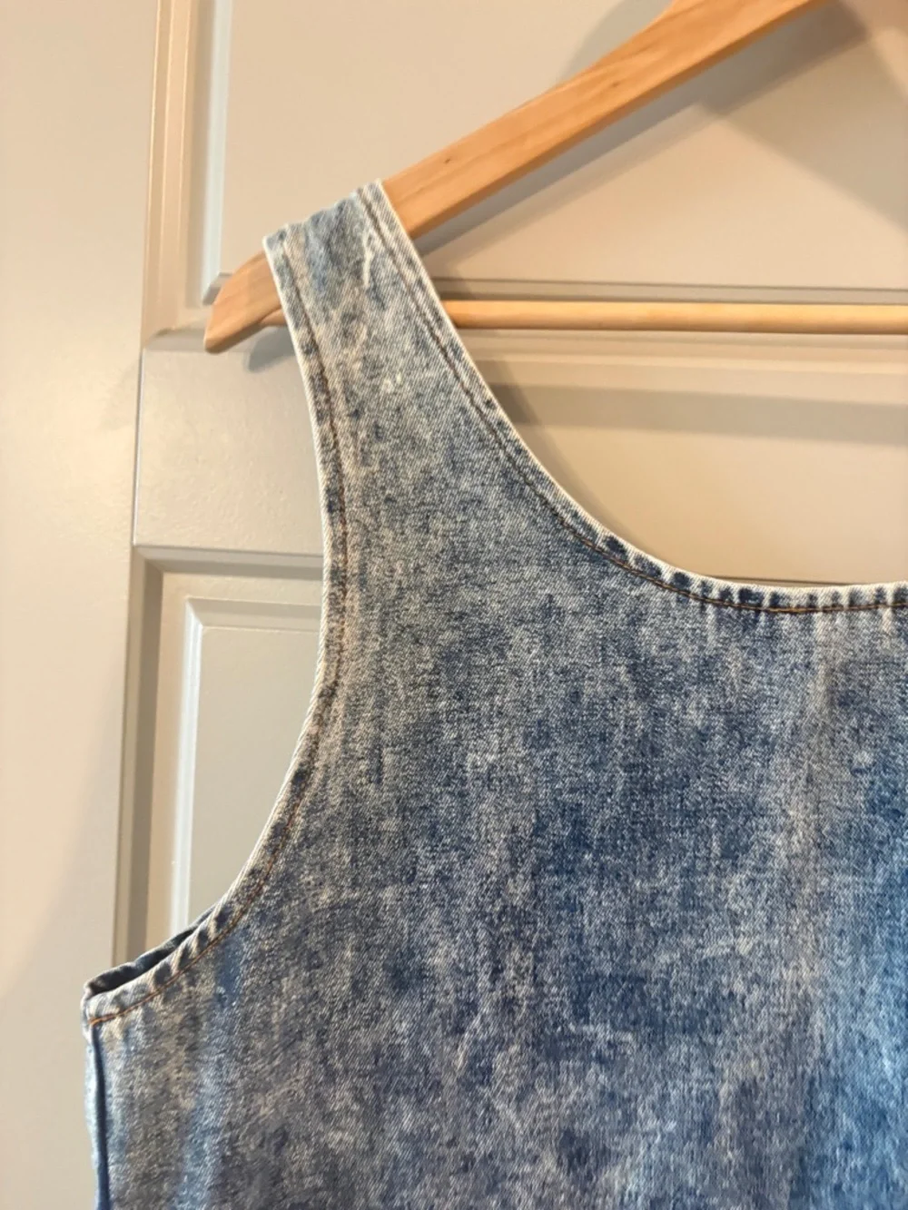 Hollywood Blvd Vintage Acid Wash Denim 100% Cotton Sleeveless Dress M - Picture 9 of 15
